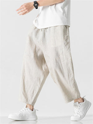 Men's Comfortable Linen Loose Solid Color Casual Pants