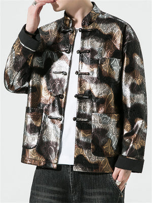 Men's Cashew Flowers Hot Stamping Printed Jacket