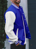 Men's Trendy Stand Collar Button Up Splicing Baseball Jacket