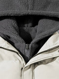 Men's Comfort Zip-up Fleece Down Jacket with Hood