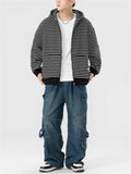 Men's Casual Zebra Stripes Plush Lining Zipper Hoodies