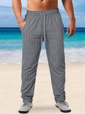 Men's Stripe Elastic Wasit Casual Beach Pants