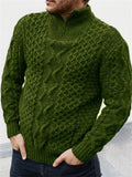 Men's High Neck Cable Knit Casual Winter Sweater