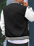 Men's Trendy Stand Collar Button Up Splicing Baseball Jacket