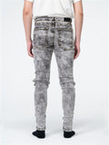 Male Vintage Stylish Grey Skinny Hole Jeans