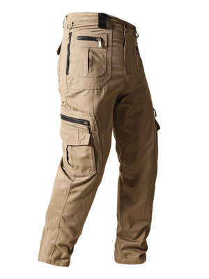 Male Straight Leg Zip Pockets Spring Autumn Cargo Pants