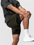 Men's Stretchy Quick Dry Double-Layer Basketball Shorts