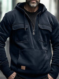 Men's Retro Solid Color Zipper Pullover Hoodies