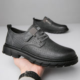 Men's Summer Breathable Hollow Out British Thick Sole Shoes