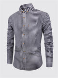 Men's Classic Checkered Button Up Lapel Pure Cotton Shirt