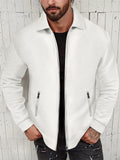 Men's Waffle Zip Pockets Turn-down Collar Coats