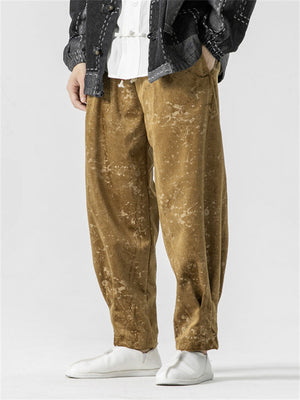 Men's Chinese Style Jacquard Winter Thickened Tapered Pants