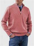 Men's Fall V Neck Half Zip Keep Warm Knit Sweater