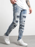 Men's Street Style Metal Dot Patchwork Pencil Jeans