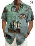 Retro Hawaiian Style Men's Nautical Elements Printed T-shirts