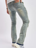 Stylish Ripped Raw Trim Stretchy Jeans for Men