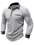 Office Wear Lapel Long Sleeve Autumn Polo Shirt for Men