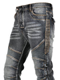 Men's Kevlar Stretchy Retro Motorcycle Jeans with Knee & Hip Protector