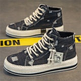 Men's Trendy High Top Lace Up Denim Canvas Shoes