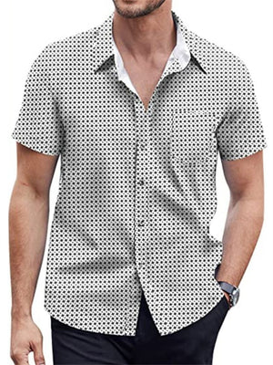 Men's Polka Dot Print Casual Short Sleeve Shirts