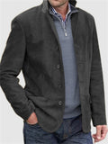 Men's British Simple Style Suit Collar Button Up Coat