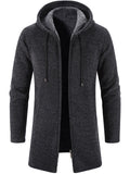 Men's Autumn Winter Stylish Hooded Warm Plush Zip Knitted Coat