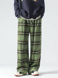 Male Casual Popular Elastic Waist Plaid Pants