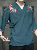 Vintage Chinese Style Dragon Embroidered Shirts for Men