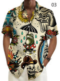 Retro Hawaiian Style Men's Nautical Elements Printed T-shirts