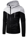 Men's Contrast Color Regular Fit Zipper Sports Hoodie