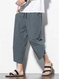 Casual Relaxed Wide Leg Cropped Harem Pants For Men