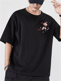 Male Cotton Blossom Embroidery Casual Half Sleeve Shirts