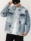 Urban-Chic Men's Casual Loose Distress Denim Jacket