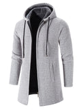 Men's Autumn Winter Stylish Hooded Warm Plush Zip Knitted Coat