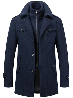 Men's Mid-Length Keep Warm Business Woolen Coat