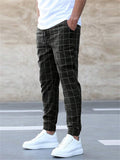 Leisure Slim Fit Grid Print Trousers for Men