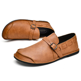 Men's Genuine Leather Buckle Non-Slip Flat Shoes