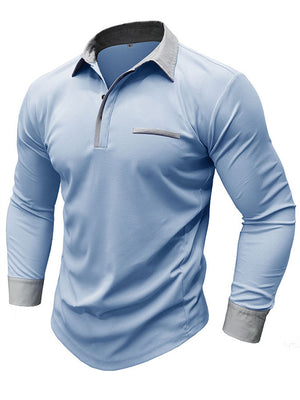 Office Wear Lapel Long Sleeve Autumn Polo Shirt for Men