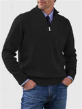 Men's Fall V Neck Half Zip Keep Warm Knit Sweater