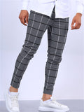 Youth Men's Fashion Plaid Slim Fit Zipper Pencil Pants