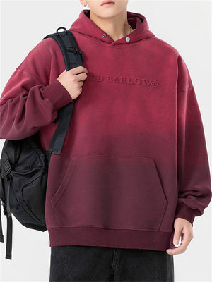 Fashionable Gradient Color Letter Jacquard Hoodies for Men