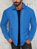 Men's Waffle Zip Pockets Turn-down Collar Coats