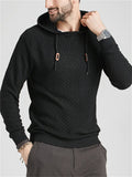 Men's Plaided Texture Knitted Long Sleeve Hoodies