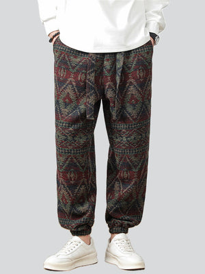 Men's Cozy Ethnic Style Jacquard Ankle-tied Pants