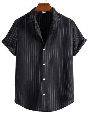 Men's Daily Wear Short Sleeve Breathable Striped Shirt