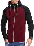 Men's Trendy Contrast Color Splicing Zipper Hoodies