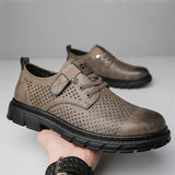 Men's Summer Breathable Hollow Out British Thick Sole Shoes