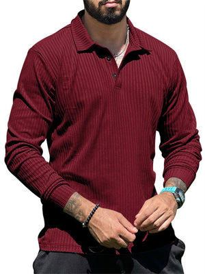 Men's Fall Slim Fit Stripe Texture Golf Shirt