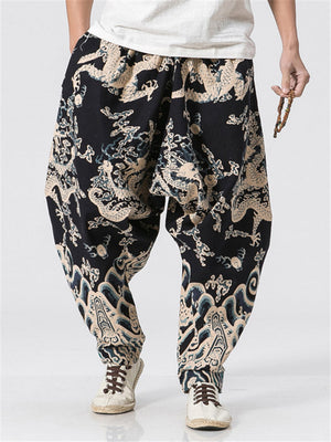 Dragons Printed Loose Bloomers For Men