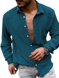 Comfortable Lapel Long Sleeve Loose Linen Shirt for Men